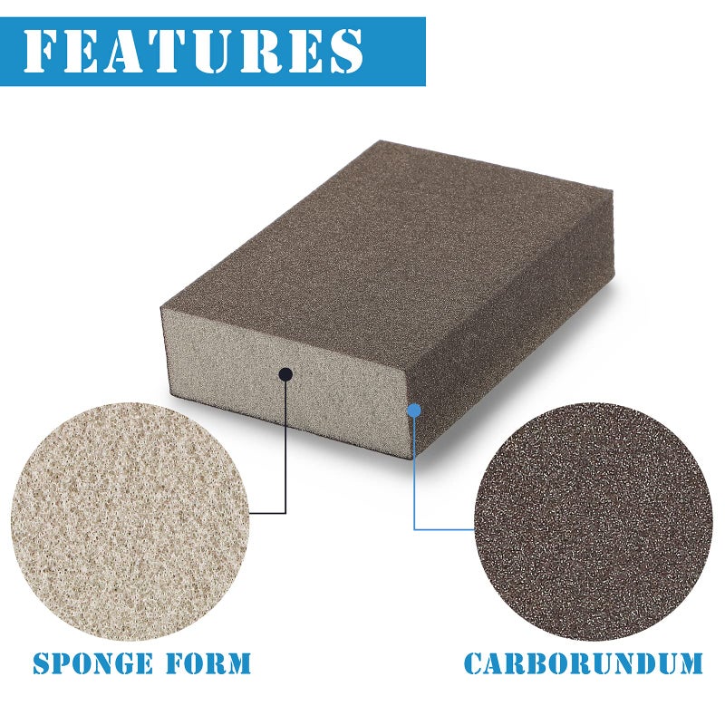 Jamiikury 16Pcs 220 Grit Sanding Blocks, Jamiikury Sanding Sponge Washable and Reusable, Wet Dry Sandpaper Sponge for Wood Metal FurniturePaint and Drywall - Image 3